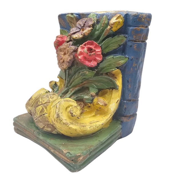 Vintage Floral Chalk Ware Bookends, Baroque Style, Pair For Sale In San Francisco - Image 6 of 8