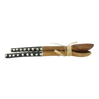 Early 20th Century 2 Maasai Olivewood and Bone Handle Spoons Kenya For Sale