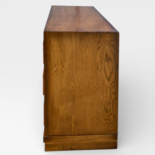 Vintage Brutalist Oak Geometric-Front Lowboy Dresser, Mid-Century For Sale - Image 14 of 18