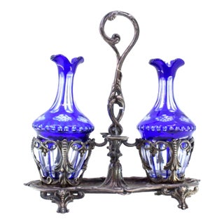 Cruet with Silver Structure Cut, Set of 3 For Sale