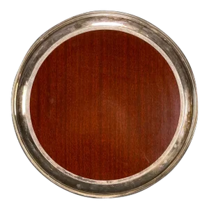 Vintage 1970s Wood Grain Laminate Plated Serving Barware Tray