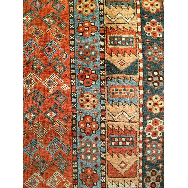 19th Century Persian Kurdish Wide Runner Rug, Hand-Knotted Wool, Allover Paisley Pattern, Terracotta & Blue, 4x12 For Sale - Image 11 of 15