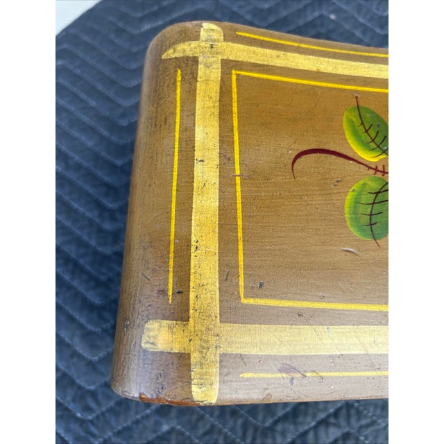 Antique Pennsylvania Folk Art Paint Decorated Plank Seat Footstool 1850’s For Sale - Image 6 of 12