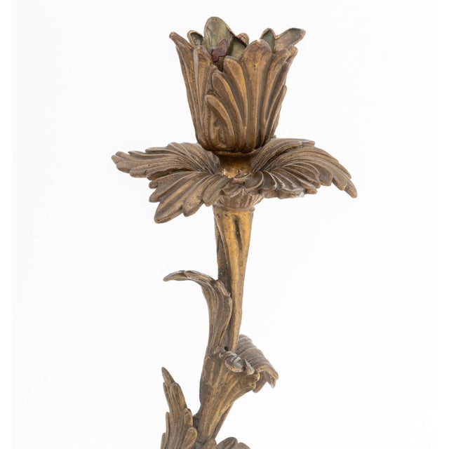 Chinoiserie Porcelain and Brass Candlesticks, Pair For Sale In New York - Image 6 of 9