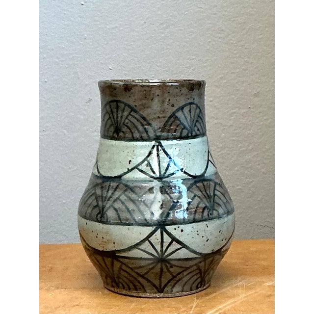 Vintage Handcrafted Geometric Ceramic Vase For Sale - Image 9 of 14