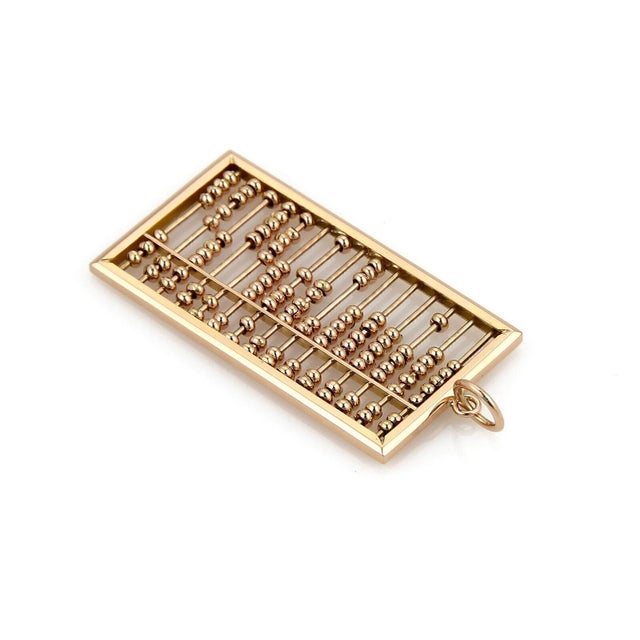 Contemporary 18k Rose Gold Abacus Calculator Long Rectangular Pendant For Sale - Image 3 of 5