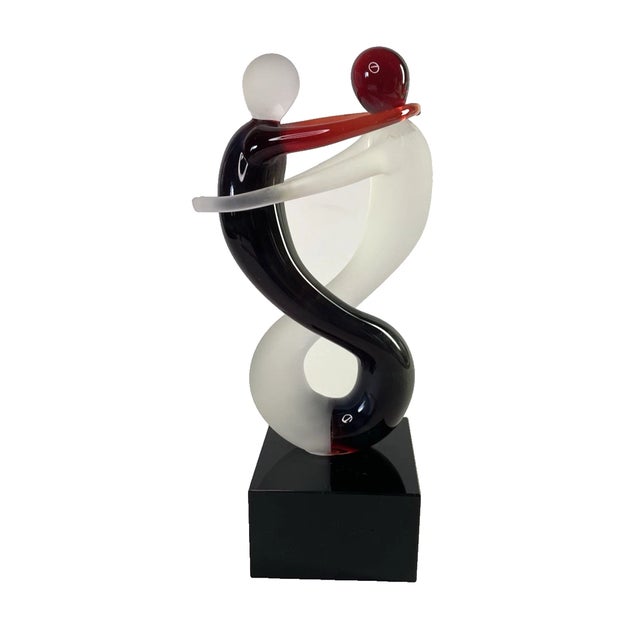 Mid-Century Modern Vintage Murano Style Handcrafted Art Glass Lovers Sculpture For Sale - Image 3 of 7