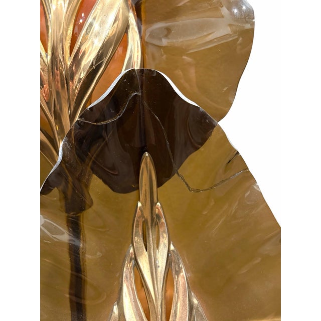 Mid 20th Century Mid-Century Modern Italian Murano Style Brass Palm Leaf Floor Lamp For Sale In Chicago - Image 6 of 7