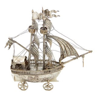 Miniature Sailing Boat in Silver For Sale