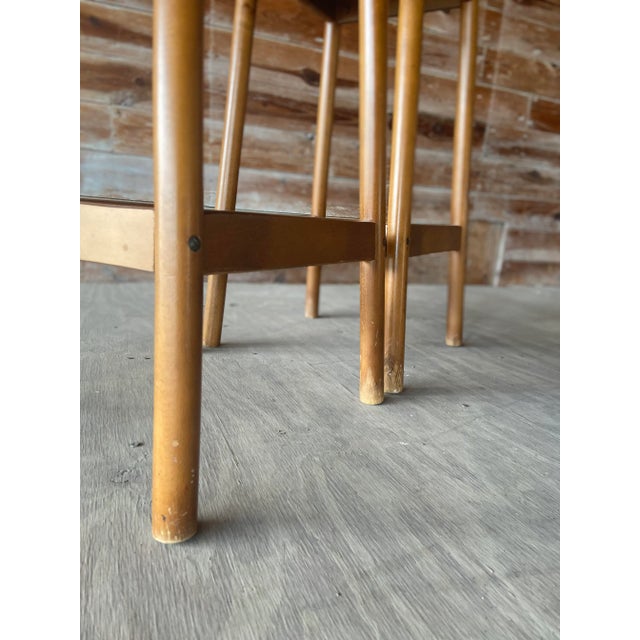 Pair of Jute Wrapped Backless Bar Stools | Mid Century Modern For Sale - Image 10 of 13