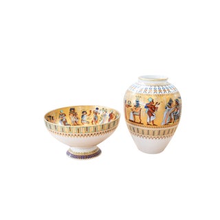 Porcelain Pots with Egyptian Motif from Kaiser Theben, 1920s, Set of 2 For Sale