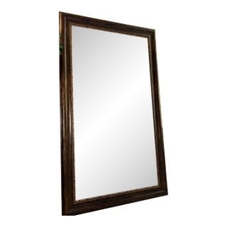 Oversized Solid Wood Floor Mirror With Bronze Nailhead Trim For Sale