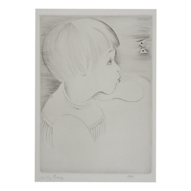 Mily Possoz, The Butterfly, Original Signed Engraving For Sale