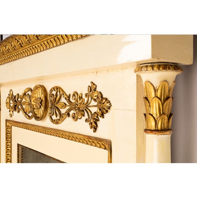 Italian Neoclassical Fireplace Mirror in Ivory Lacquer and Giltwood attributed to Luigi Canonica, Lombardy, Early 19th Century For Sale - Image 6 of 7