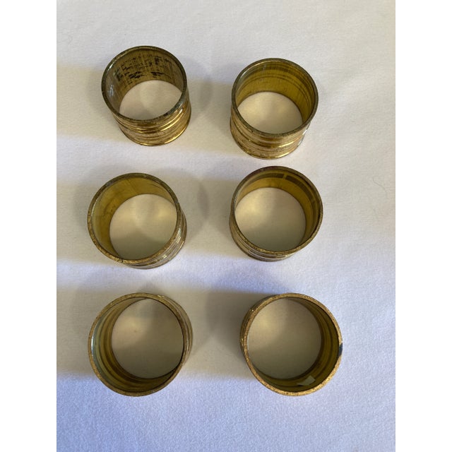 1960's Solid Brass Napkin Rings- Set of 6 For Sale - Image 4 of 8