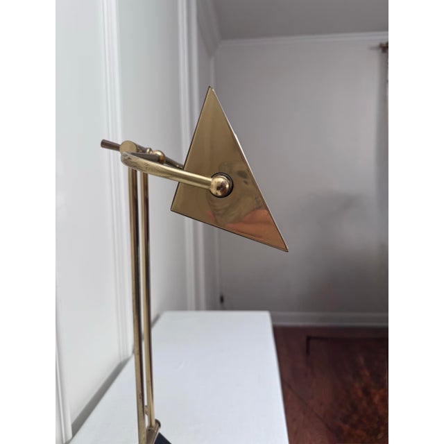 Metal Vintage Traditional Patinated Brass and Black Marble Tabletop Adjustable Desk Lamp For Sale - Image 7 of 12