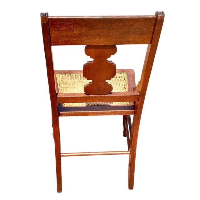 Victorian Antique Eastlake Victorian Walnut Dining Side Hall Accent Chair W Cane Seat For Sale - Image 3 of 16
