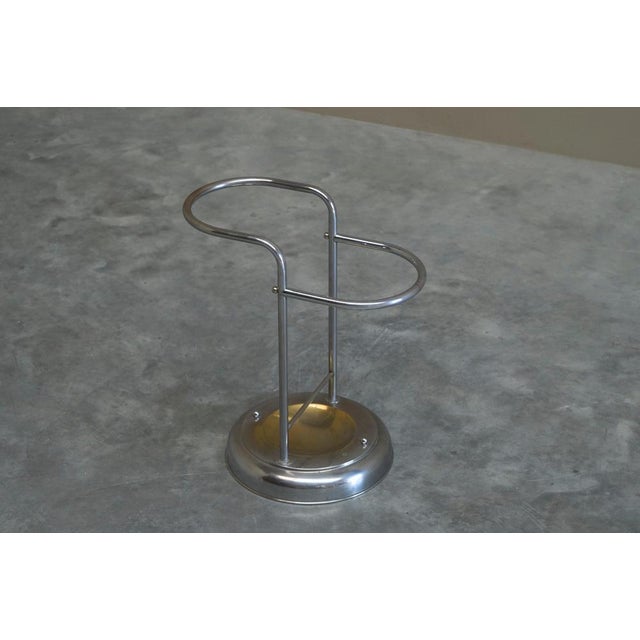Bauhaus Style Crome Plated Umbrella Stand in Brass, 1950s For Sale - Image 4 of 11