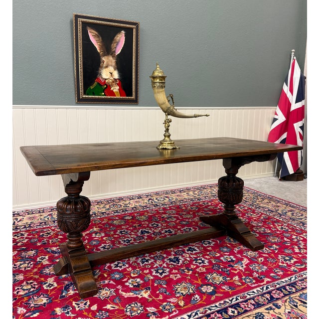 CHARMING Antique English Jacobean Oak Dining Table or Breakfast Table ~~72" Wide~~c. 1920-30s ~~One of our most often...