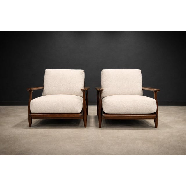 Mid-Century Modern Pair of Armchairs in Brazilian Rosewood & Bouclé by Liceu de Artes, 1960s – Lot 218 For Sale - Image 3 of 13