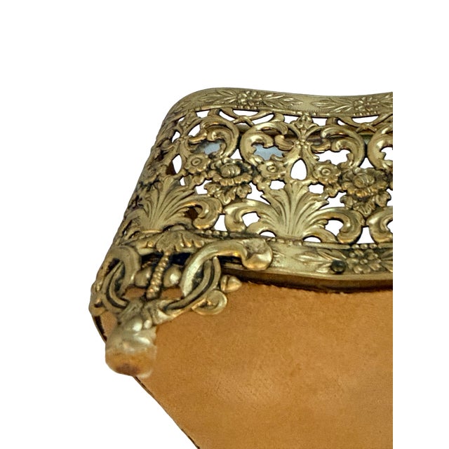 Large Antique Gilt Metal Jewelry Casket Beveled Glass Rococo Floral Box C1900 For Sale - Image 10 of 14