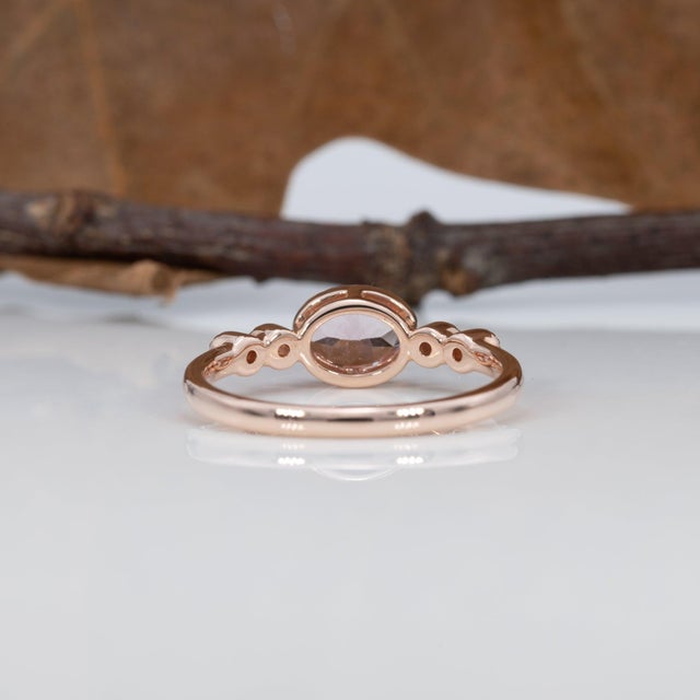 Pink 1.3Ct Aaa Cor De Rosa Morganite Ring With Earth-Mined Diamonds: Solid 14k Gold For Sale - Image 8 of 9