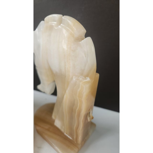 1960s Mid-Century Mexican Banded Onyx Horse Head Bookends – Western Ranch Decor (Pair) For Sale - Image 15 of 17