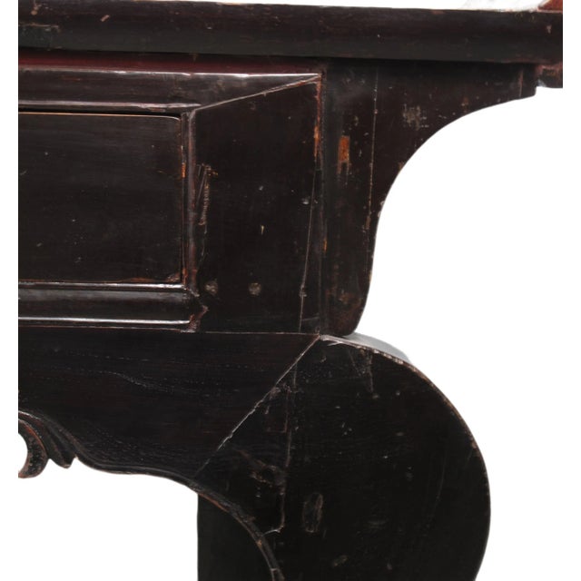 Antique Chinese Black Lacquer Altar Console Table For Sale - Image 12 of 13