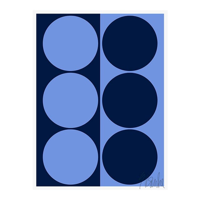 Dynamic Pair French and Navy Blue Fine Art Print 18" X 24" by Liz Roache For Sale