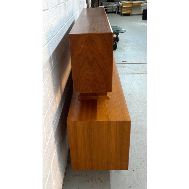 Danish Mid-Century Modern Teak Server W/ Glass Top Hutch For Sale - Image 9 of 18