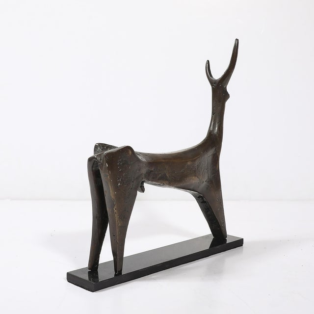 Mid-Century Modernist Bronze Deer Sculpture Signed Aharon Bezalel For Sale - Image 10 of 17