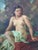 Antique 1920s oil painting by listed Czech artist Marcel Krasicky (1898-1968) depicting a nude woman sunbathing in a lush...