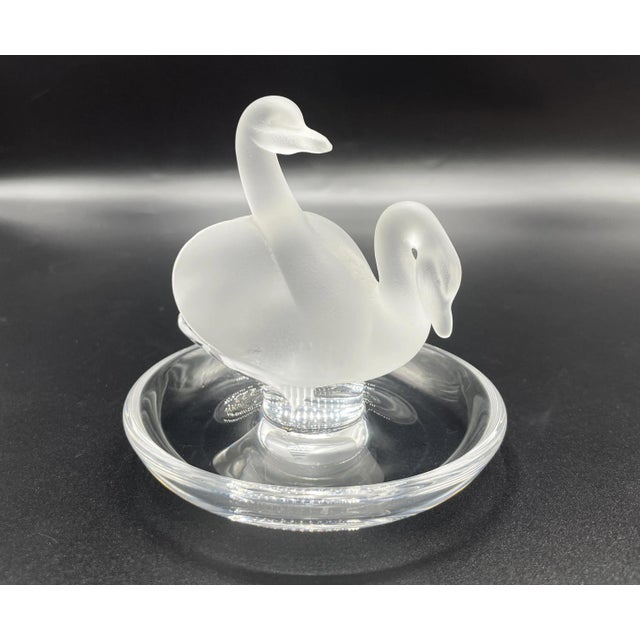 Glass Deux Cygnes Ring Plate from Lalique, 1960s For Sale - Image 7 of 12