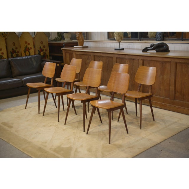 Vintage Brown Oak Chairs, 1960s, Set of 8 For Sale - Image 11 of 11