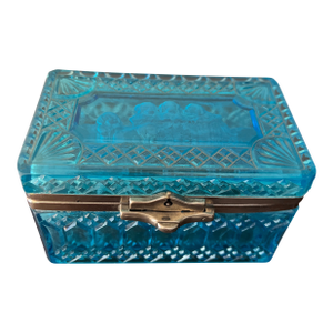 19th Century Jewel Silver Plate Pressed Glass Tea Casket Made by Artist Maltsev in Rococo Revival Style, Puppies in the Basket