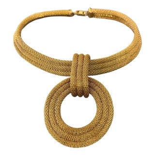 A High Quality Vintage Costume Jewelry Gilded Metal Italian Necklace For Sale