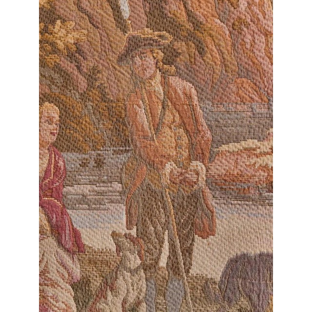 A decorative tapestry with a richly woven landscape that combines romantic idealism and pastoral tranquility. In the...