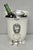Vintage English Regency Style Silver Plated Lion Head Drop Ring Champagne Chiller Ice Bucket. Circa Mid 20th Century....