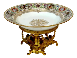 Sevres Porcelain Ormolu Tazza, 1838 Hunting Royal Service of King Louis Philippe
