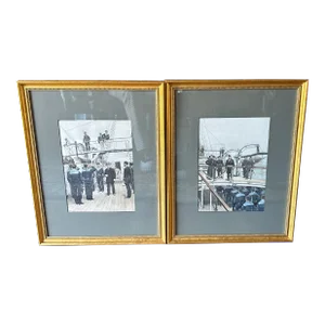 Mid 19th Century Pair of Naval Military Prints by Edouard Detaille French., Framed