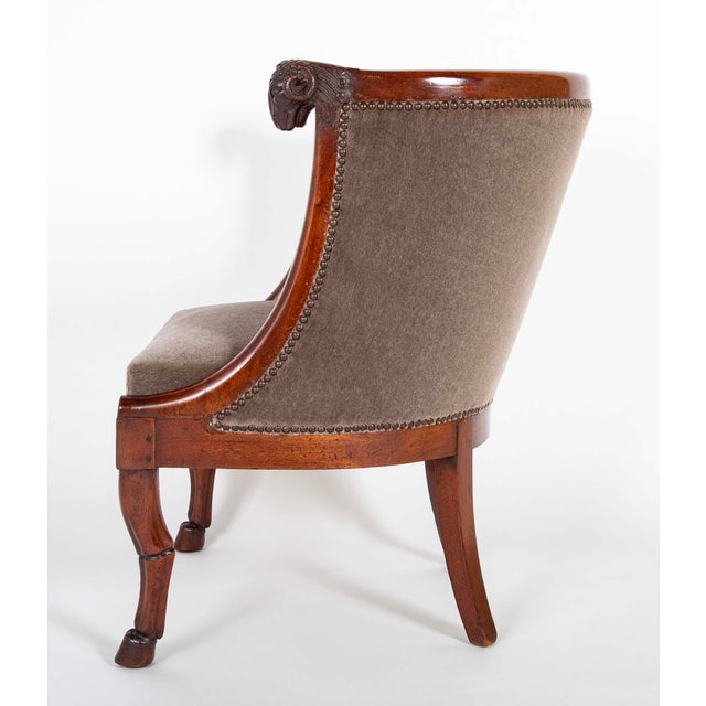 Early 19th Century Pair of French Mahogany Armchairs With Rams Heads Attributed to Jacob Desmalter For Sale - Image 10 of 13