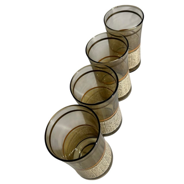 Vintage Libbey Bolero Woodhue Smoke Brown Stripe Tweed Tumblers - A Set of 4 For Sale - Image 11 of 12