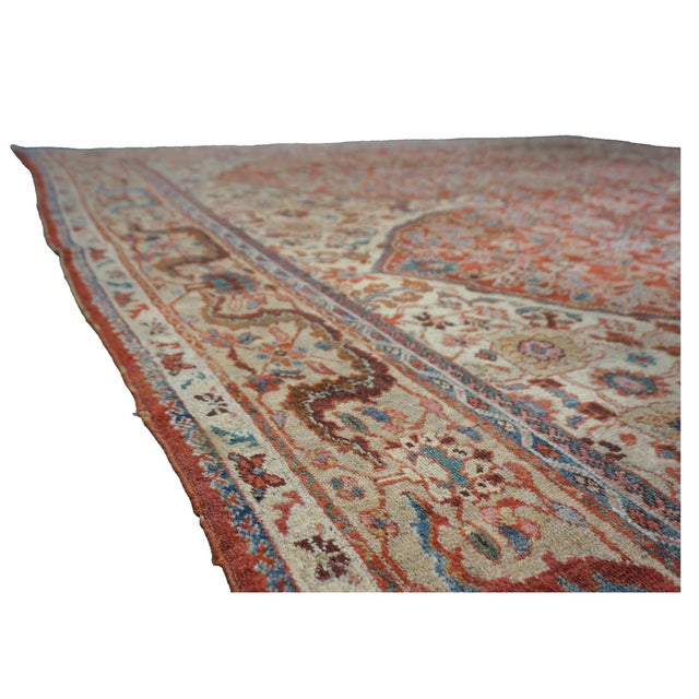 Antique Persian Sultanabad Wool 9 X 12 Rust, Taupe & Blue Handmade Area Rug #1140387 For Sale - Image 10 of 13