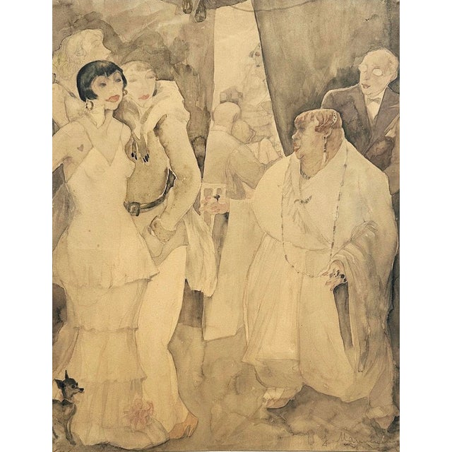 Jeanne Mammen, Illustrious Society (Illustre Gesellschaft), 1920s, Watercolor For Sale - Image 9 of 9
