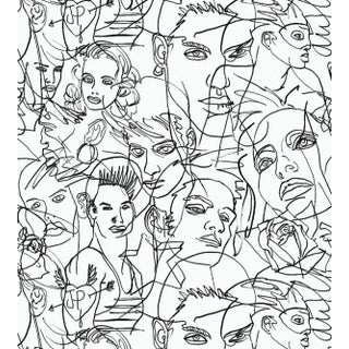 Sample - Jean Paul Gaultier for The House of Scalamandr�� Croquis Wallcovering, Ecru/Noir For Sale