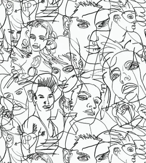 Sample - Jean Paul Gaultier for The House of Scalamandré Croquis Wallcovering, Ecru/Noir
