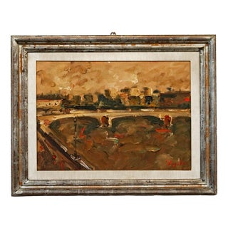 Emanuele Cappello, Bridge Over the Tiber, 1970s, Oil Painting on Canvas, Framed For Sale