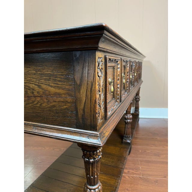 Antique English Dresser Base Sideboard Potboard Jacobean Carved Oak C1890 For Sale - Image 10 of 18