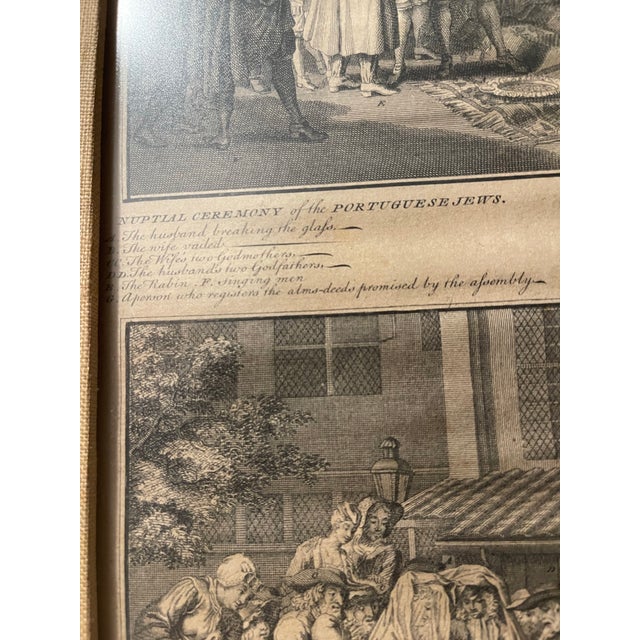 Original 18th Century Judaic Wedding Plate XI Rare Copper Engraving, Bernard Picart (First English Edition Printed in London) For Sale In San Diego - Image 6 of 12