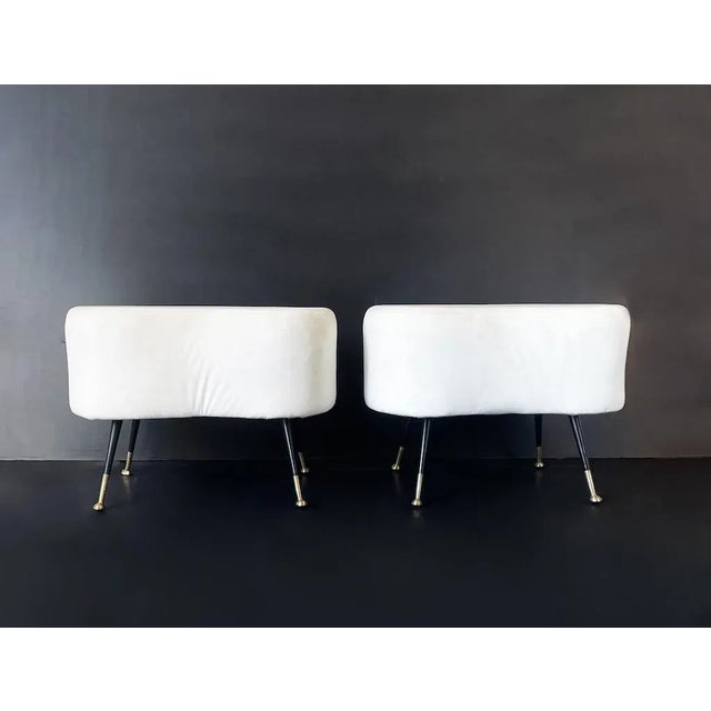 Vintage Pouf with Brass Details, 1970s For Sale - Image 3 of 6